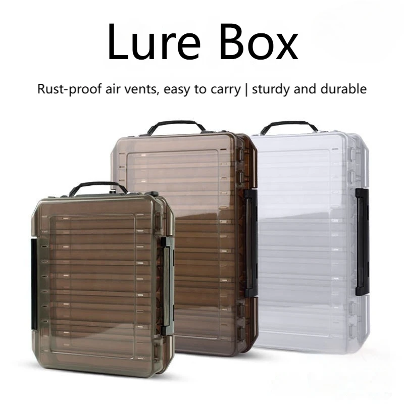 

Двухслойный ящик для хранения рыболовных приманок, портативный ящик для рыболовных приманок с ручкой, дизайн с двойным открытием, нержавеющие рыболовные аксессуары