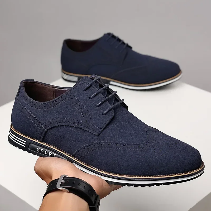 Mannen Faux Suede Schoen Lace Up Zwarte Oxford Schoen voor Mannen Platte Nieuwe Mode Sneaker Man Herfst Ademend Comfortabele Casual Mannen Schoen