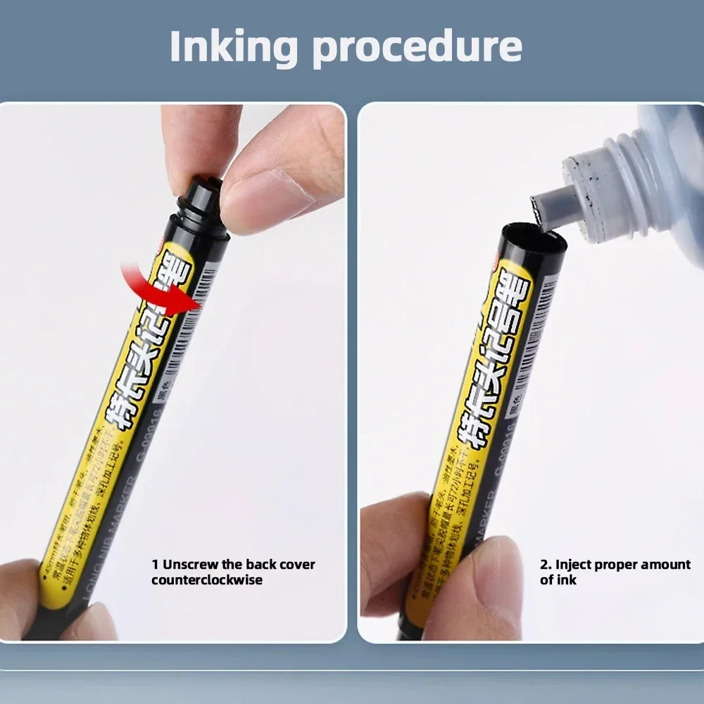 Multi-Purpose 45mm Deep Drill Hole Long Nib Waterproof Marker Pens for Bathroom Woodworking Long Head Carpenter Pen view 5
