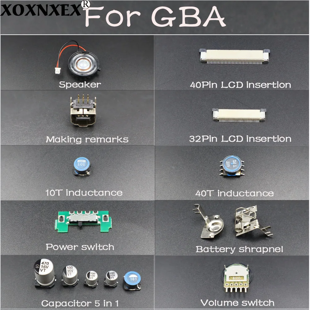 For GBA Game Console Maintenance Accessories For GBA LCD Insert Capacitor Inductor Speaker Power Supply Volume Switch