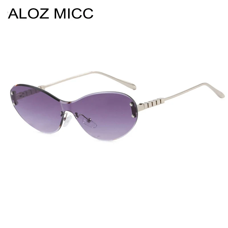 

ALOZ MICC Popular Fashion Cat Eye Women Sunglasses Vintage Rimless Clear Ocean Gradient Shades UV400 Men Punk Sun Glasses