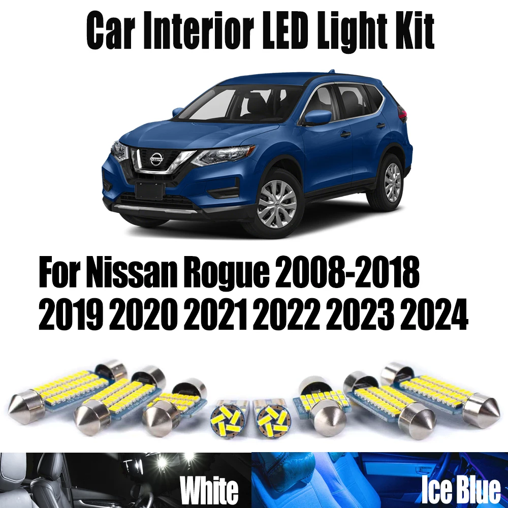 For Nissan Rogue 2008- 2018 2019 2020 2021 2022 2023 2024 ​Car Bulbs Accessories LED Interior Dome Map Trunk Ceiling Light Kit