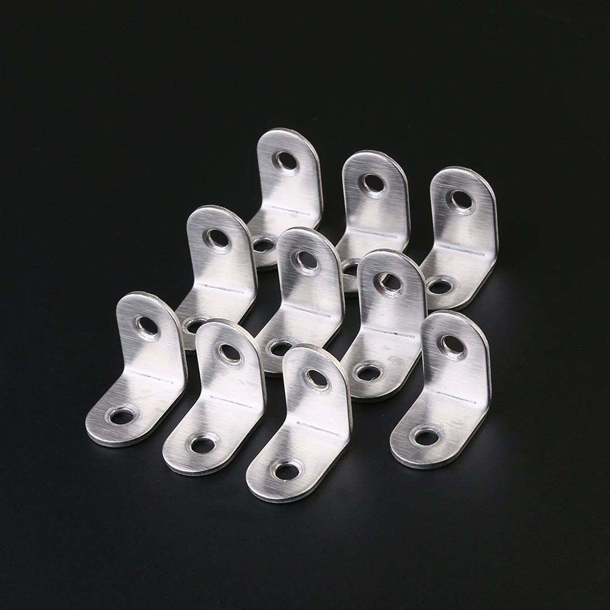 20pcs StainlessSteel CornerBrackets 2mmThickness FurnitureHardware 20mmMetal RightAngleBracket Use SilverColor