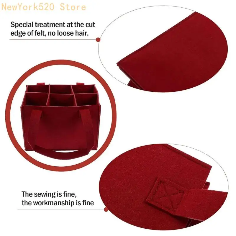 6 Bottle Wine Carriers Bag Felt Wine Holder Sleeve with NonSlip Base And Padded Dividers for Easy Carring Transporting N84C