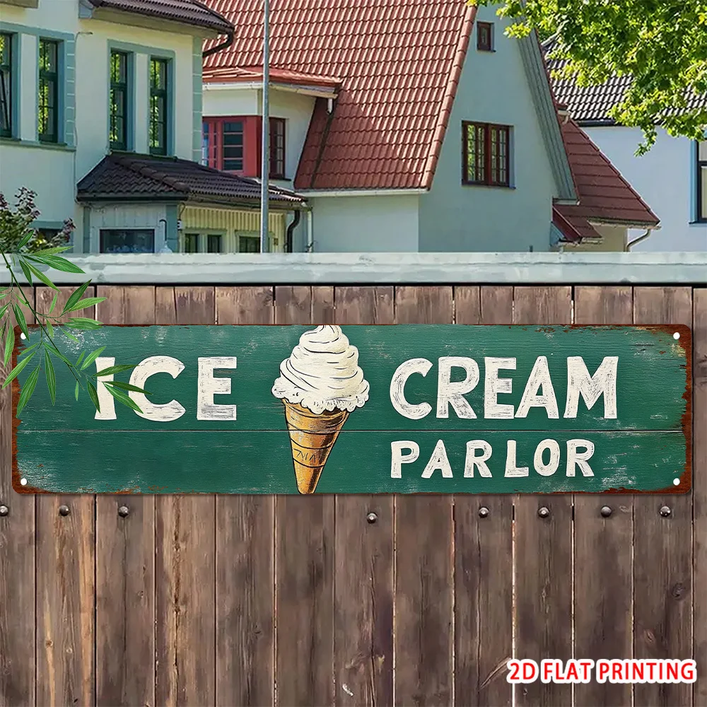 2D Flat,1pc Vintage Retro Metal Wall Plate lce Cream Shop Sign Suitable for Home,Bar,Cafe Garage,Farm - Multi-Purpose