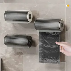 Wall Mounted Garbage Trash Bag Holder Dispenser Storage Box Bathroom Organizer