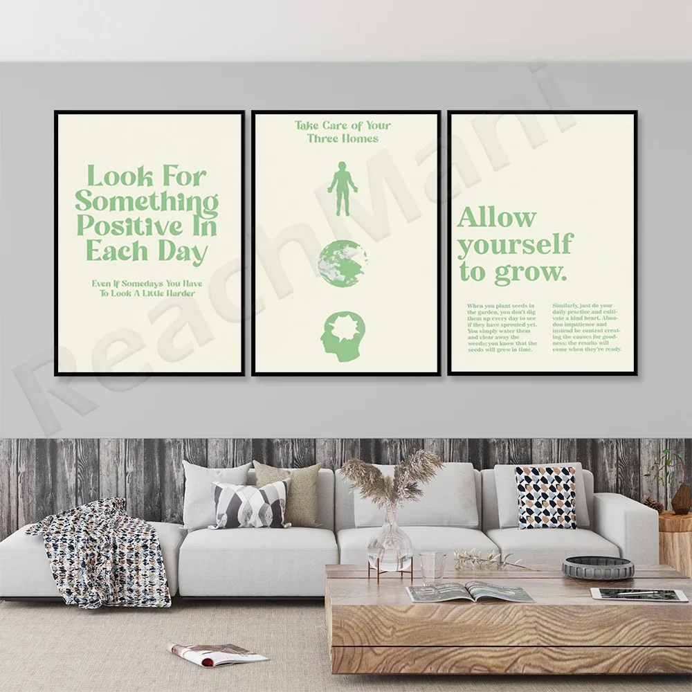 Let yourself grow, be positive, take care of your home, positively affirm your mental health, spiritual decoration, beautiful te