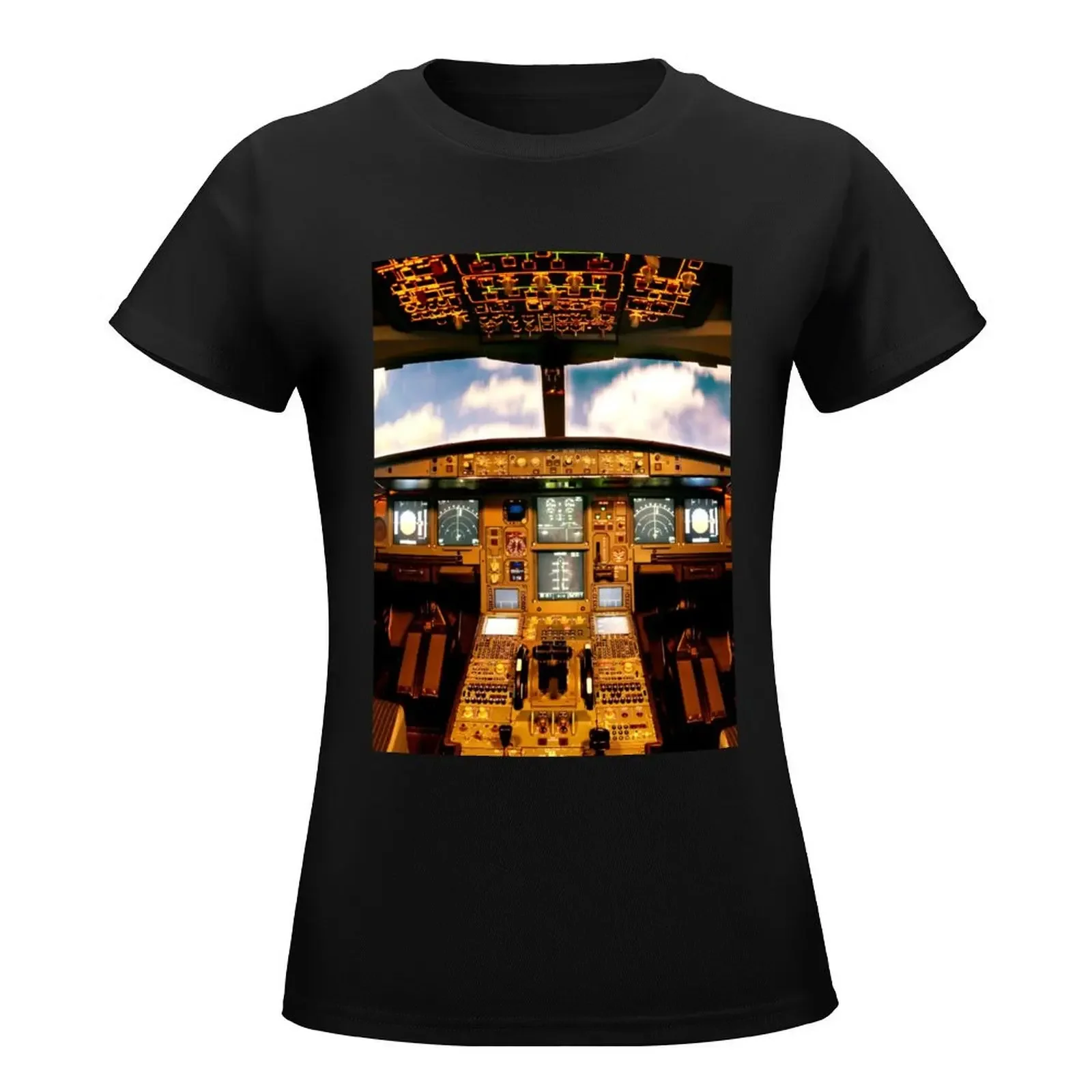 AVIATION #34 - Airliner Cockpit in Color T-Shirt lady clothes cute tops graphics t-shirt dress for Women long