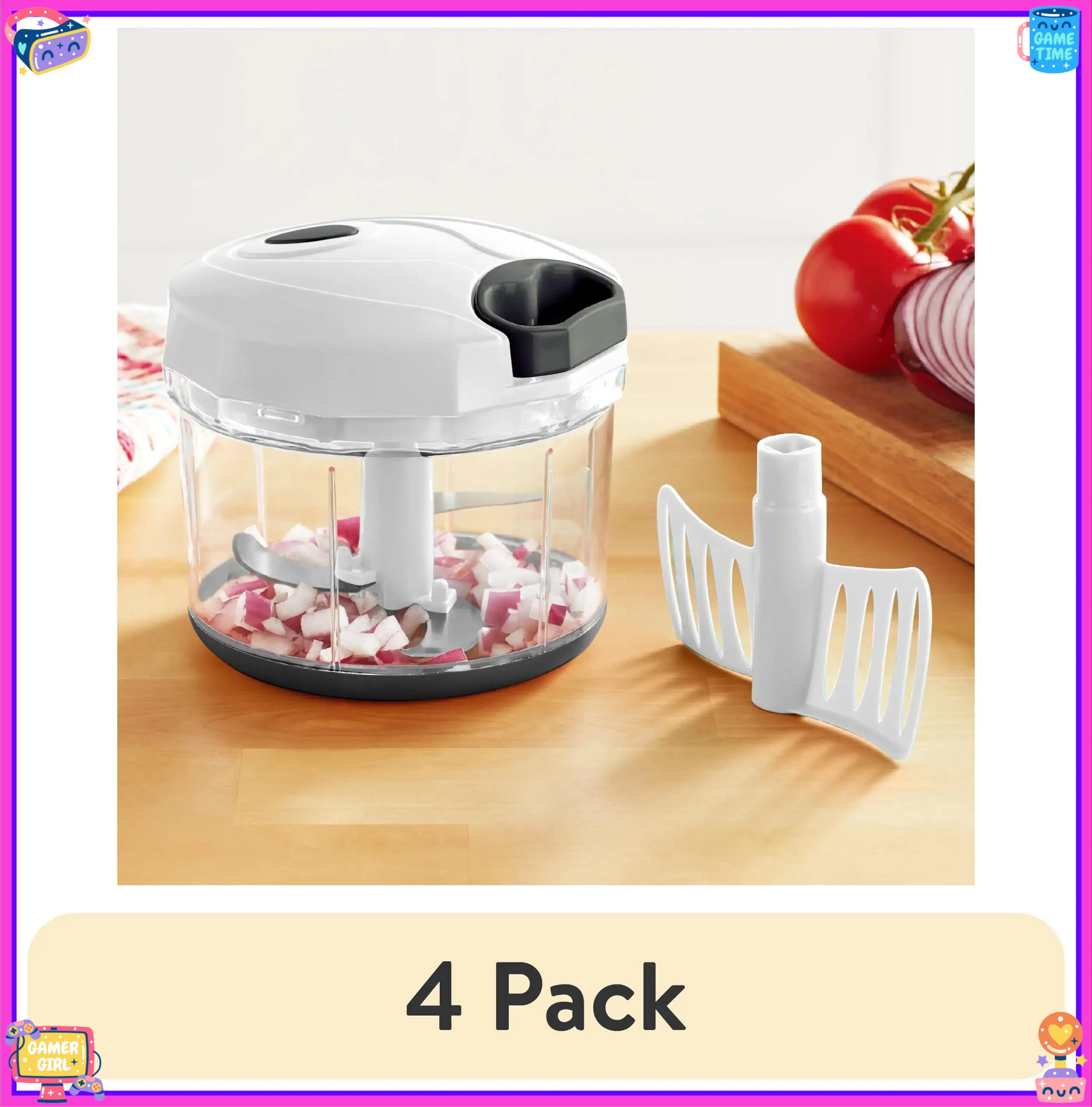 

(4 шт.) Быстросъемный измельчитель емкостью 1 карат, не содержит BPA, с лезвием из нержавеющей стали, безопасный для пищевых контактов белого и серого цвета, 320 г