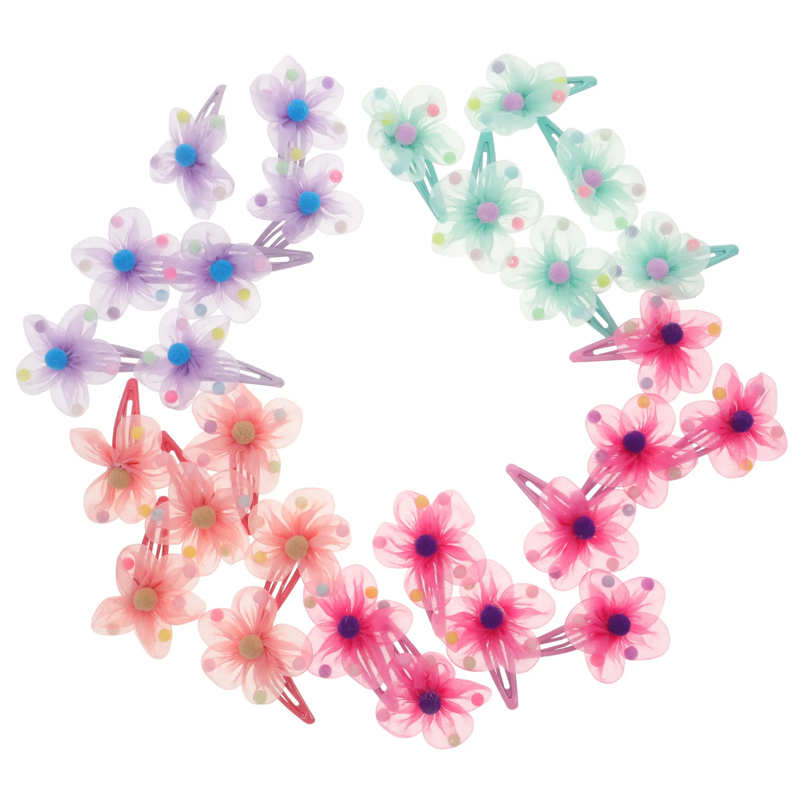 28Pcs Water Drill Flower Clips Colorful Rhinestone Hairpins Suitable for Baby Girls Kids Hair Accessories Random Colors