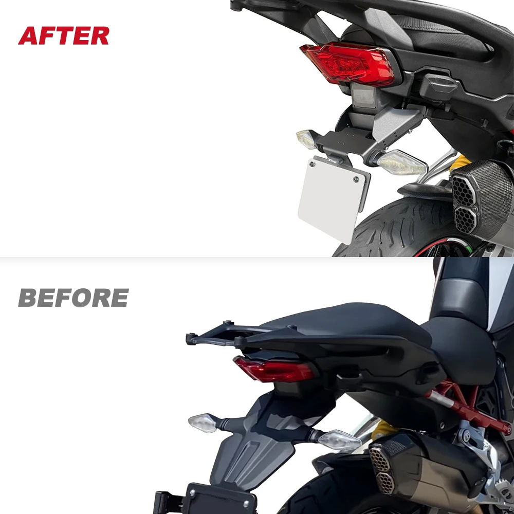 Motorcycle Rear Tail Tidy Fender Eliminator License For Ducati Multistrada V4 / V4S 2021-2024 Number Plate Frame Holder Bracket view 2