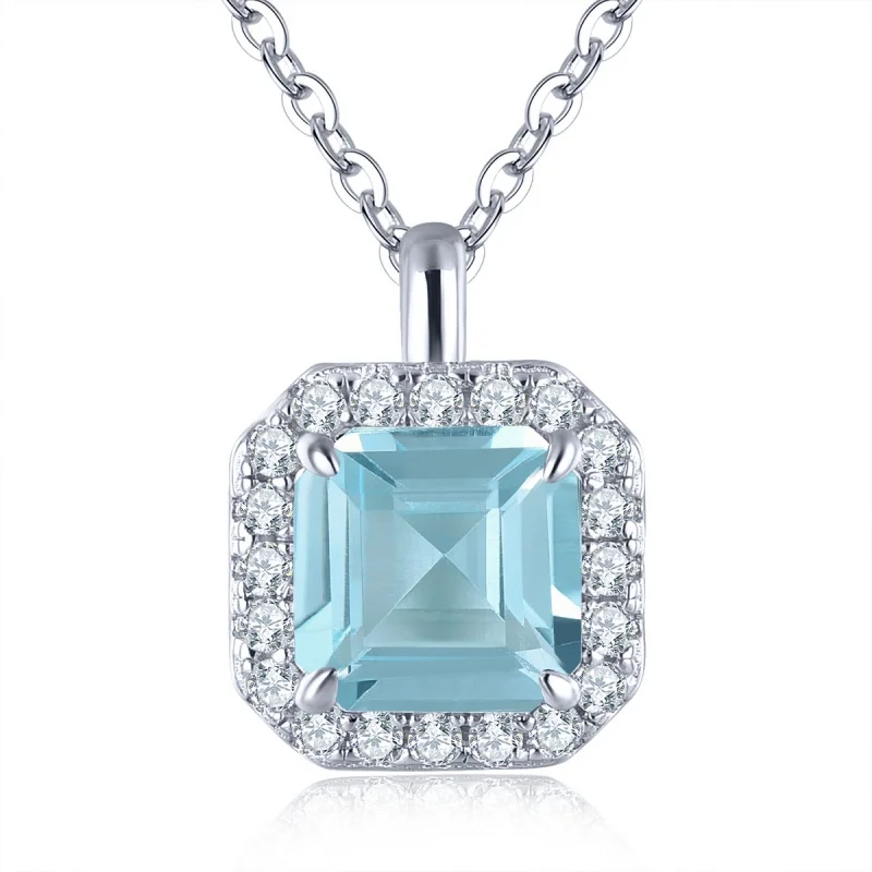 

Подвеска из серебра 925 пробы с натуральным голубым топазом 4 карата, оригинальное колье, свадебный подарок, топаз для женщин