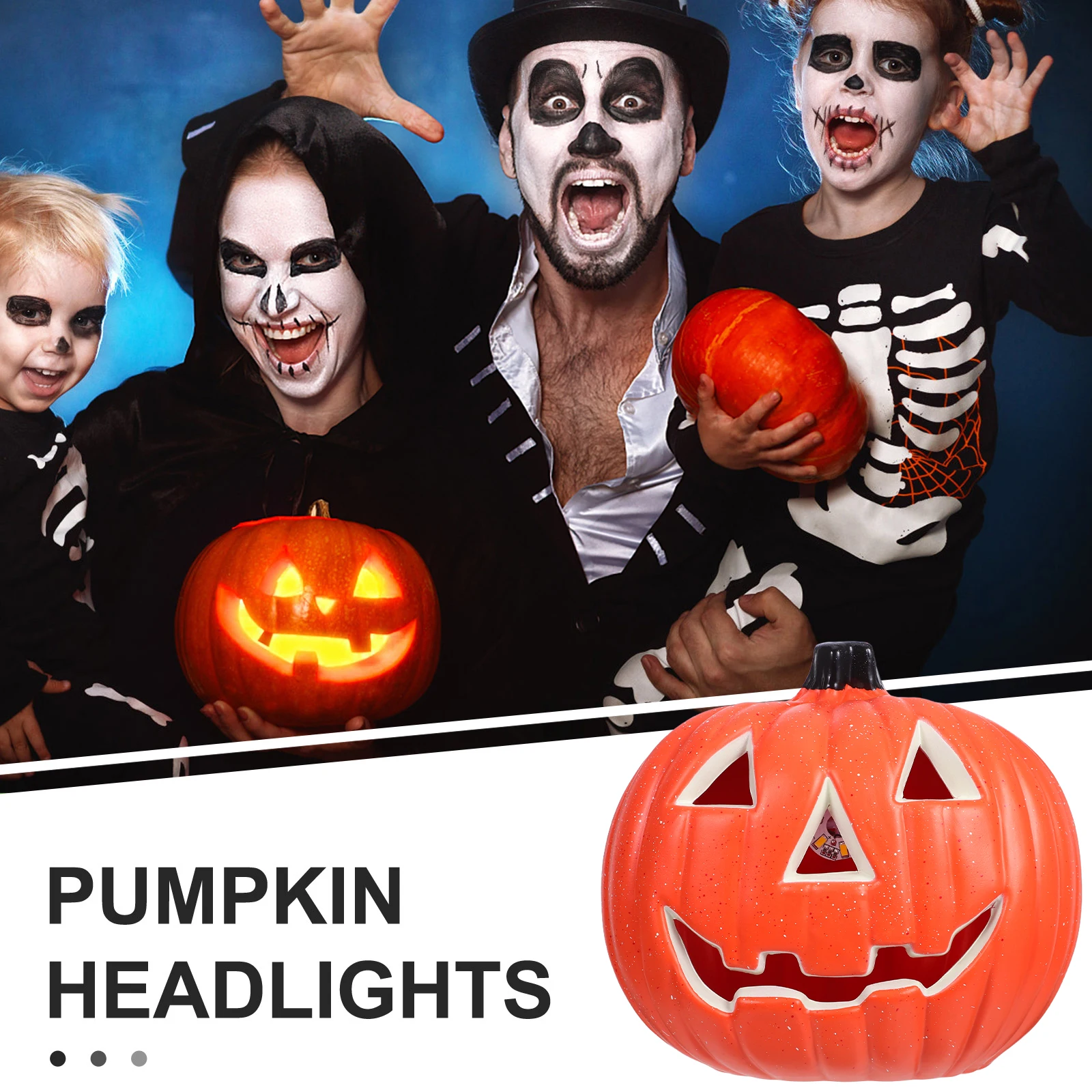 Decorazione di luce arancione azionata a lanterna di Halloween per feste all'aperto al coperto Led Jack O Lanterna Decorazione di zucca Halloween