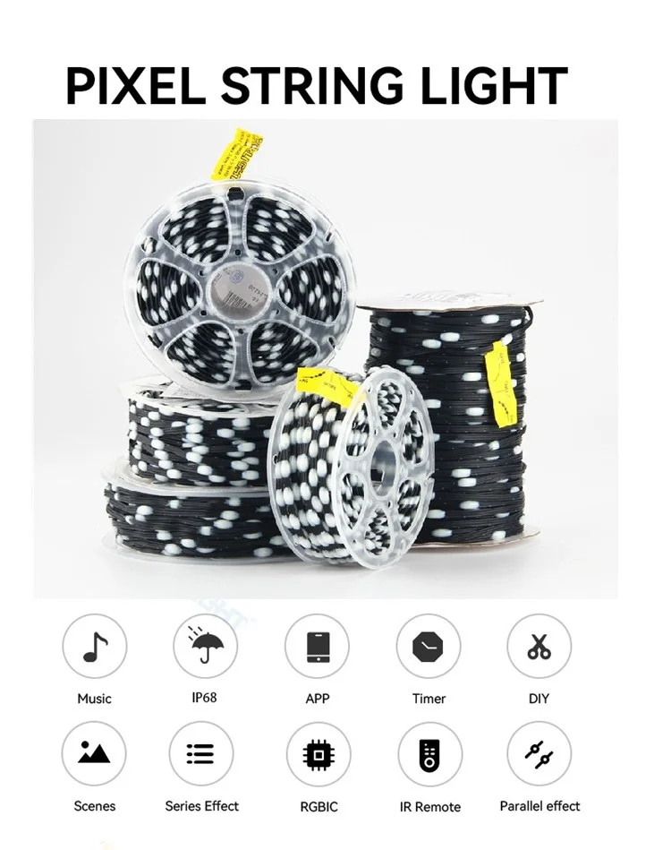 5V WS2811 3PIN Black Wire LED String Lights Dream Color RGBIC Addressable Individually Fairy Light Seed Pixels Light WS2812