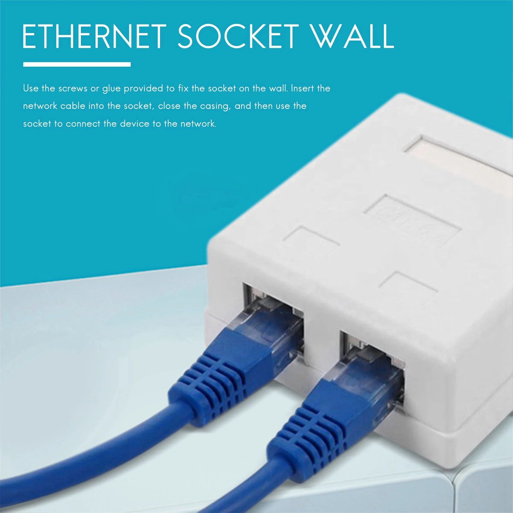 RJ45 Network Socket - Shielded Surface Mounted Double Wall Socket with CAT6A Ethernet LAN Cable Port for Network Cable