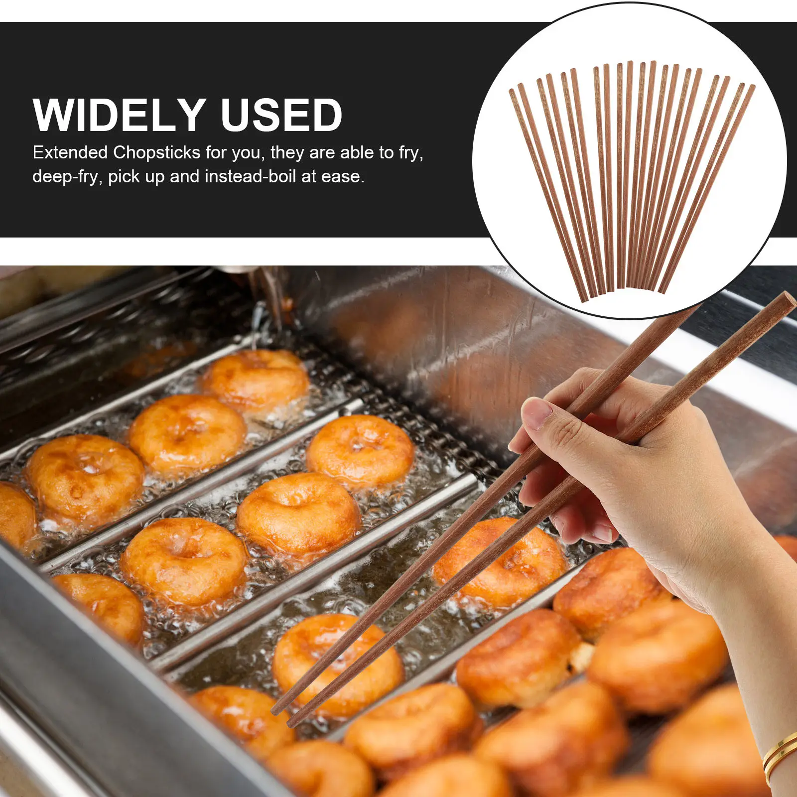 10Pairs Long Reusable Wooden Chopsticks Hot Pot Cooking Frying Deep Fry Noodle Spaghetti Bbq Pick Up Comfortable Heat Resistant