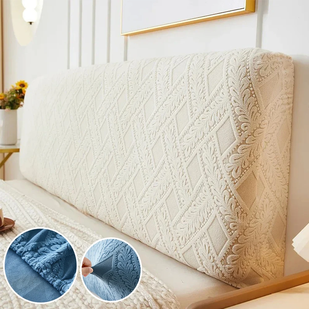 1pc Bed Headboard Cover Solid Color Elastic Bed Head Slipcover Rattan 3-dimensional Jacquard All-inclusive Bed Backrest Covers