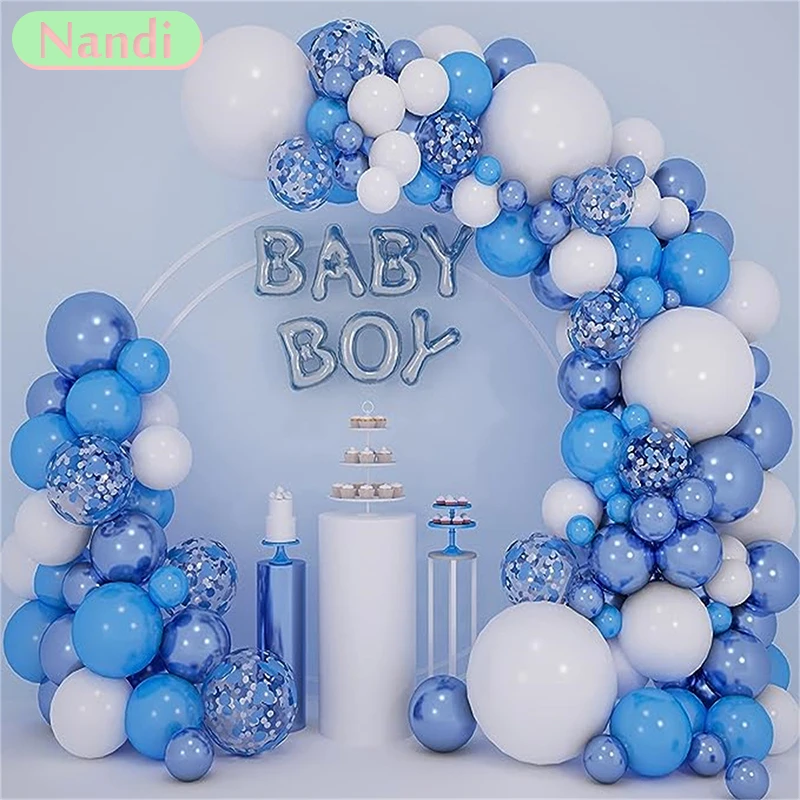 

Metallic Blue Balloons Garland Kit Silver Confetti Balloon Arch Birthday Party Decoration Kids Birthday Baby Shower Ballon