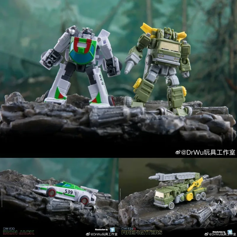 

In Stock！DR.WU Transformation DW-E30 IRON JACK Wheeljack & DW-E24M FIREFIGHTERS Inferno 2Pcs Set Small Scale Action Figure