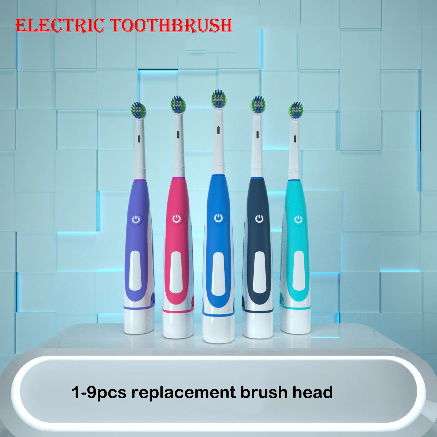 Electric Toothbrush Rounded Vibrate Heads Teeth Brush Soft Bristle Rotation Gum Care Battery Power Teeth Whitening For Adults