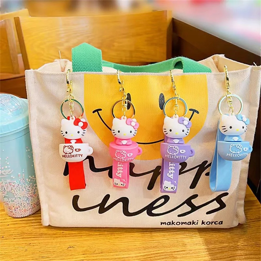 Miniso Hello Kitty Brelok do kluczy Śliczne akcesoria Sanrio Kreskówkowe ozdoby dla lalek Miękki gumowy kubek Kt Torba Breloczek do kluczy