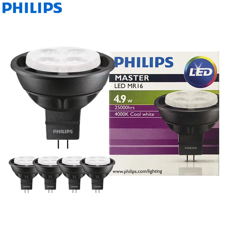 

Philips 4pcs LED MR16 4.9W(50W) Spotlight Bulb MASTER 12V GU5.3 Reflector Lamp 24° 36° Beam Angle 2700K 3000K 4000K White CRI90