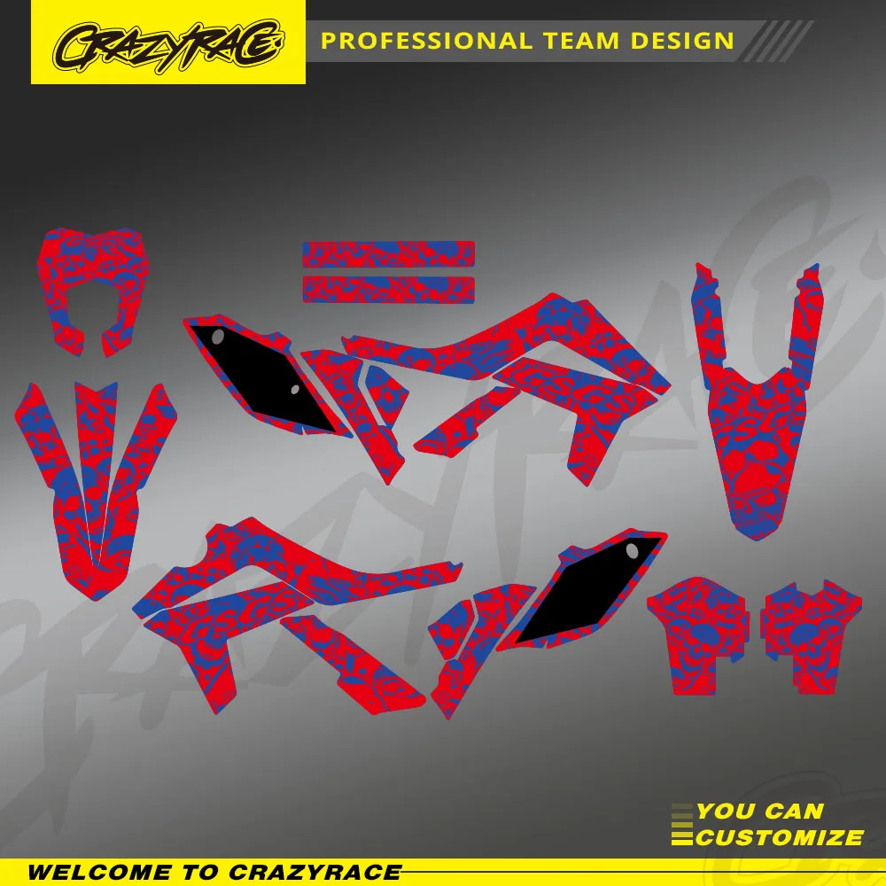 

For GASGAS 2014 2015 2016 2017 EC150 200 250 300 350 400 Motocross Background Decal Sticker Kit CRAZYRACE Full Set Custom Number