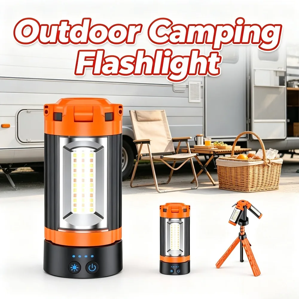 Bracket Equipped High‑Lumen Flood Flashlight New Multifunctional Camping Torch Outdoor Lamp for Tent Camping Emergency Lighting