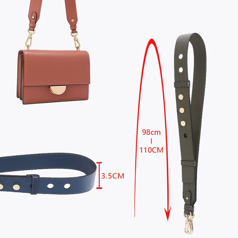 Correa ancha de cuero genuino para bolso de hombro para mujer, longitud ajustable, 90cm-110cm, asas de lujo, cinturones, accesorios, KZ151370