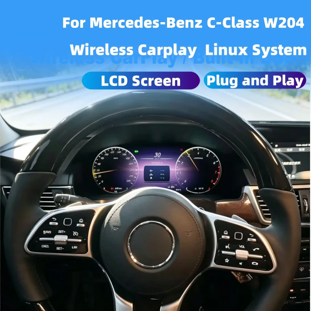 For Mercedes-Benz C-Class W204 2011~2014 CarPlay Car Speed Meter LCD Cluster Instrument Panel Multimedia Dashboard Modification