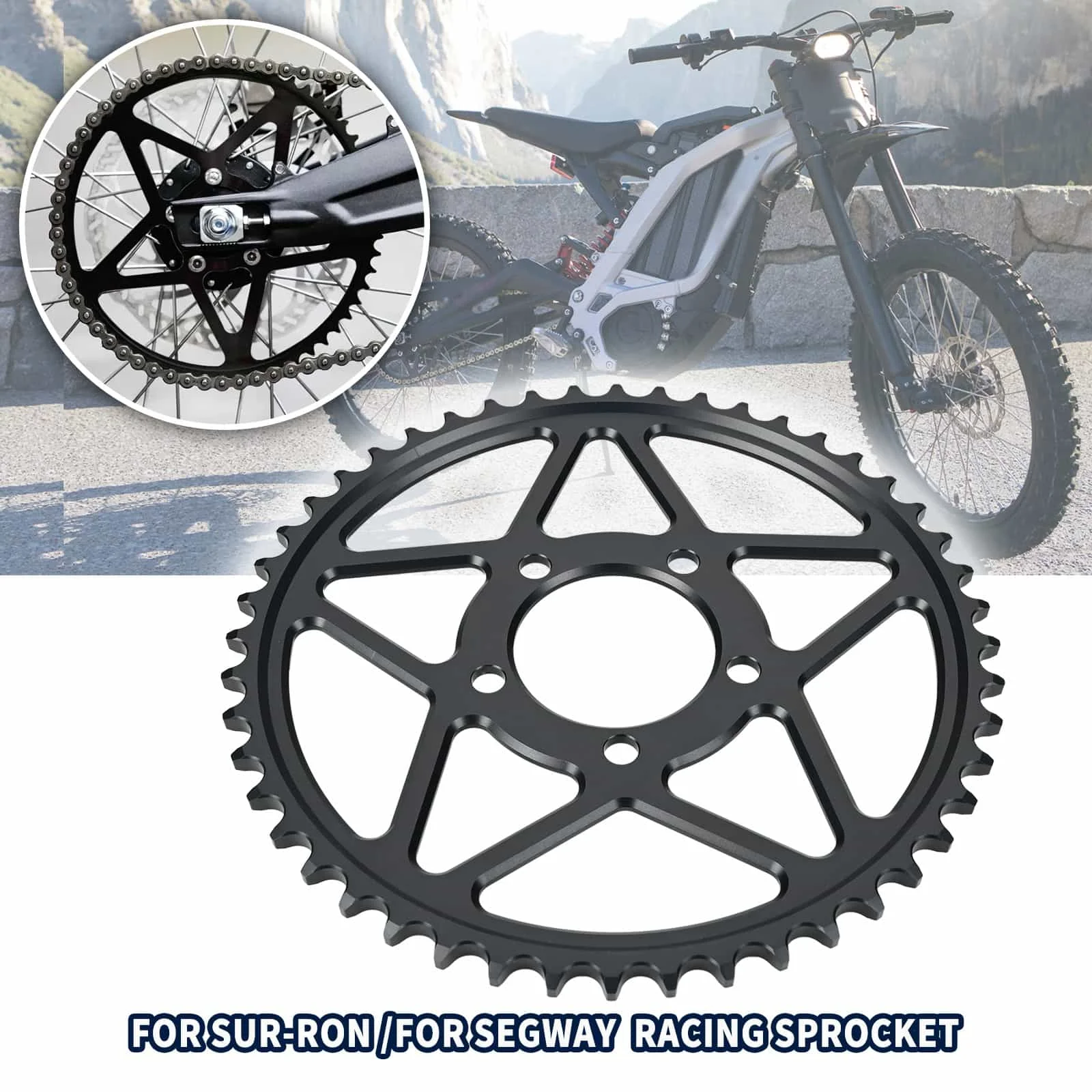 Piñón trasero de motocicleta de carreras 48T, palanquilla anodizada, rueda de 48 dientes para Sur Ron Light Bee X/LBX Segway X260 X160 Dirt Bike
