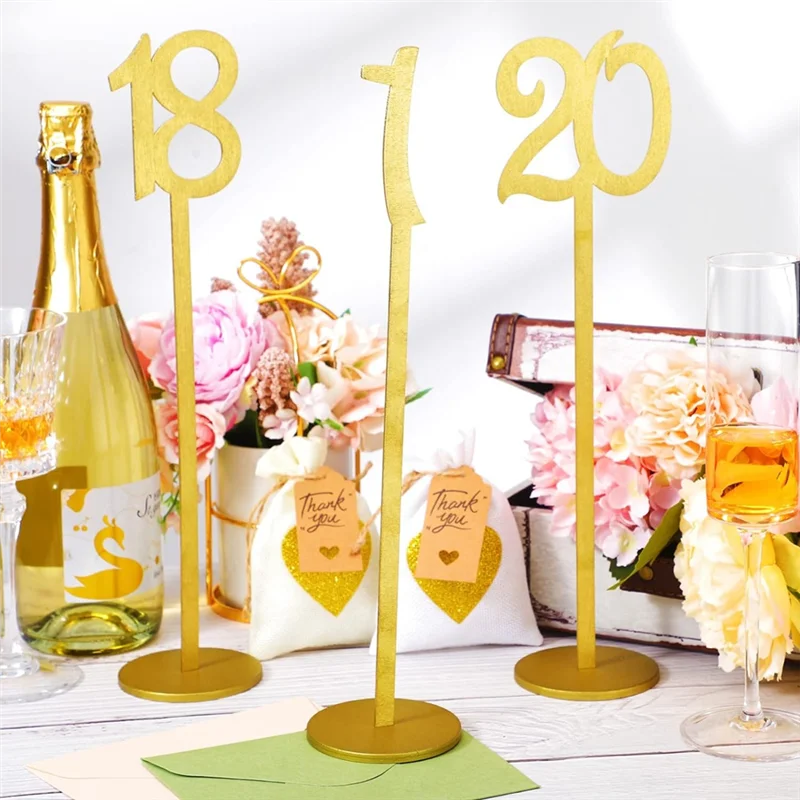 COFA-20 Pcs Table Numbers Wedding Table Numbers Wood Table Numbers For Wedding Reception Stands Seat Numbers With Holder