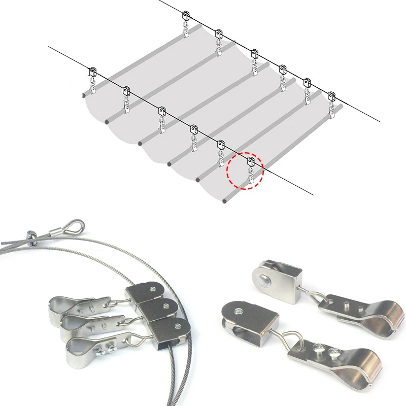 Wave Shade Sail hardware 304 Heavy Duty Stainless Steel Pulley +Hang Clamps Wire Rope Moving Installation Accessories Pipe Clip