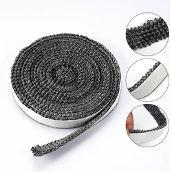 2m/3m Black Flat Stoves Rope Self-Adhesive Fiberglass Fireplace Chimney Door Sealing Cord Replacement Gasket Tape 10mm/15mm