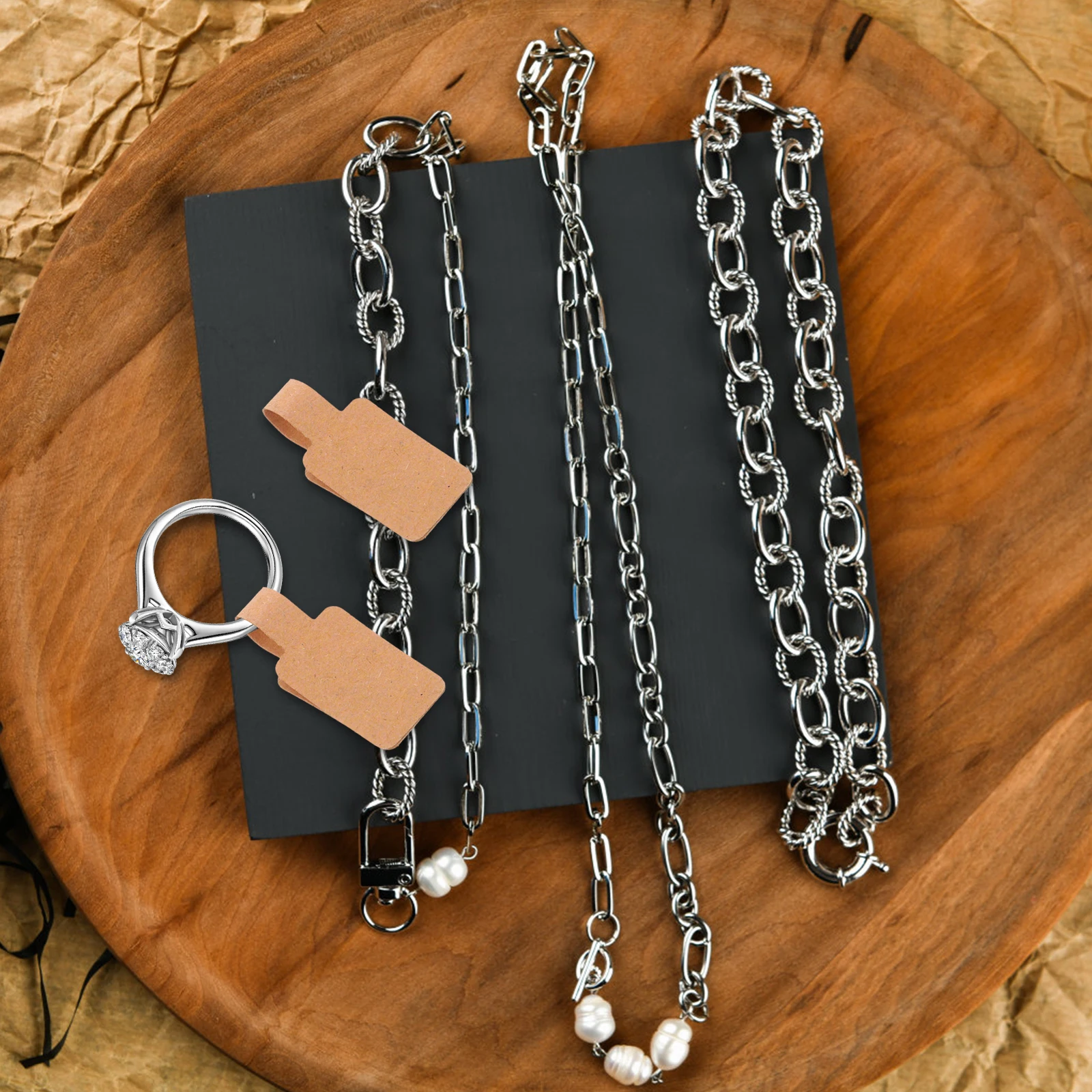 

200 Pcs Necklace Price Tag Cardstock Tabs Clothing Labels Jewelry Dhesive Blank Display Brown Bracelet Tags Hanging