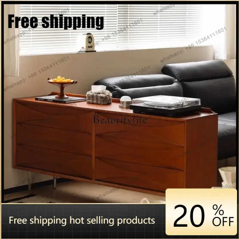jj5 Retro Cherry Wood Storage Entrance Cabinet Medium Antique Bedroom Storage Cabinet