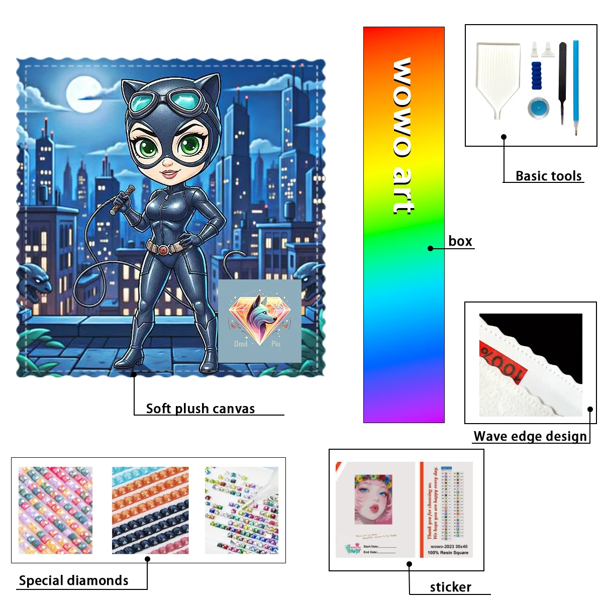 【Piu Diamond Art】Kit de tamponnage diamanté Batman 100% résine FD+ab+cr, un chef-d'œuvre parfait qui vaut le coup d'acheter