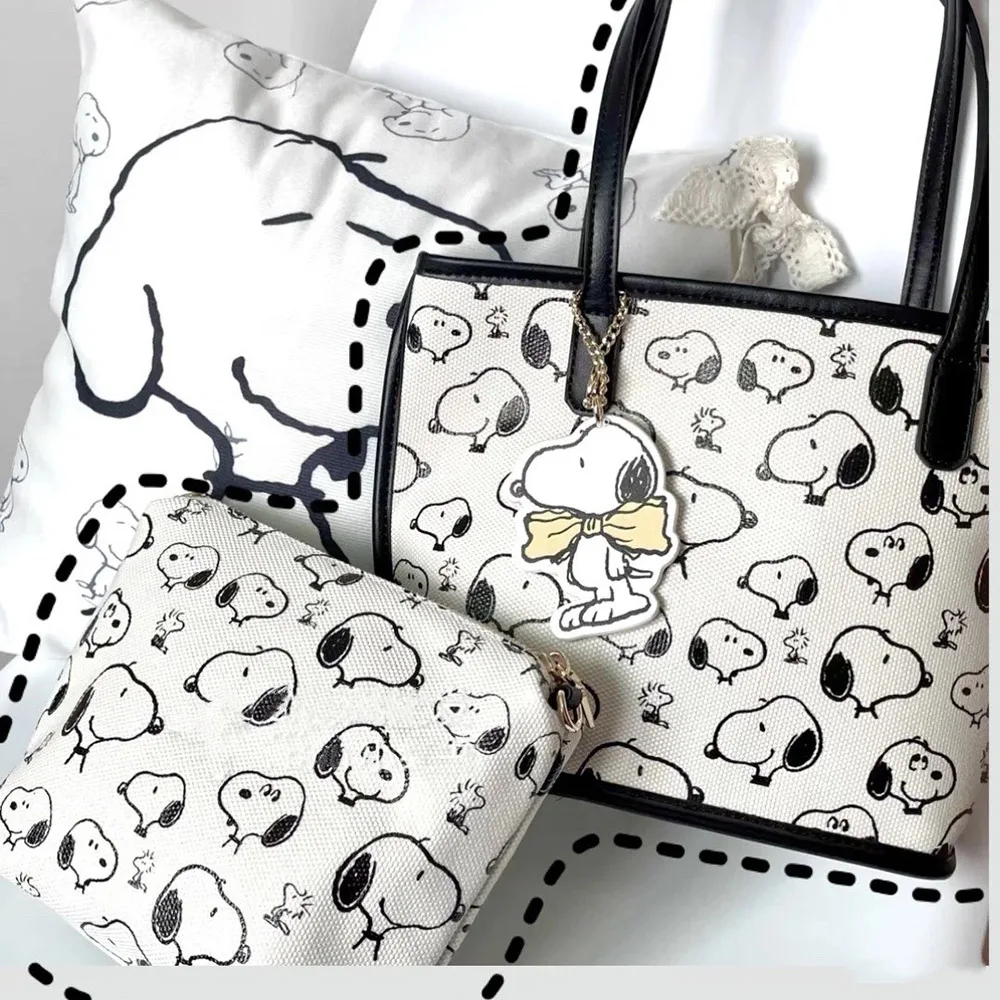 Kawaii Snoopy Anime Tote Bag Cartoon Shoulder Bag Fashion Handbag Casual All-Match Satchel Purse Wallet Backpack Christmas Gifts