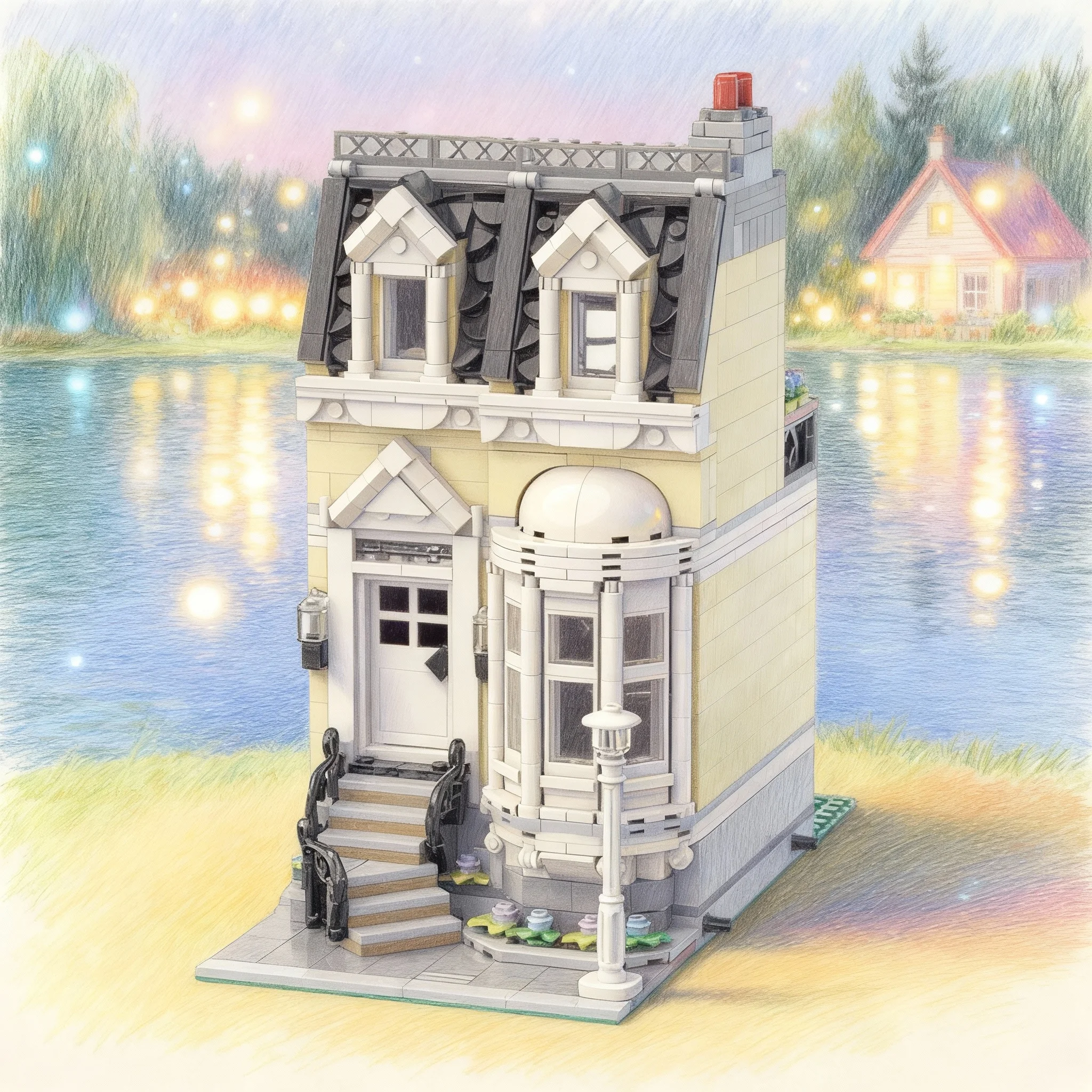 

932pcs MOC Town House Tan Edition Modular Streetscape Model Toy Building Blocks Architecture Christmas Gifts DIY Creative Idea