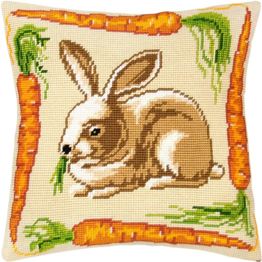 

with Carrots. Needlepoint Kit. Throw Pillow 1616 Inches. Printed Tapestry Canvas, European Quality