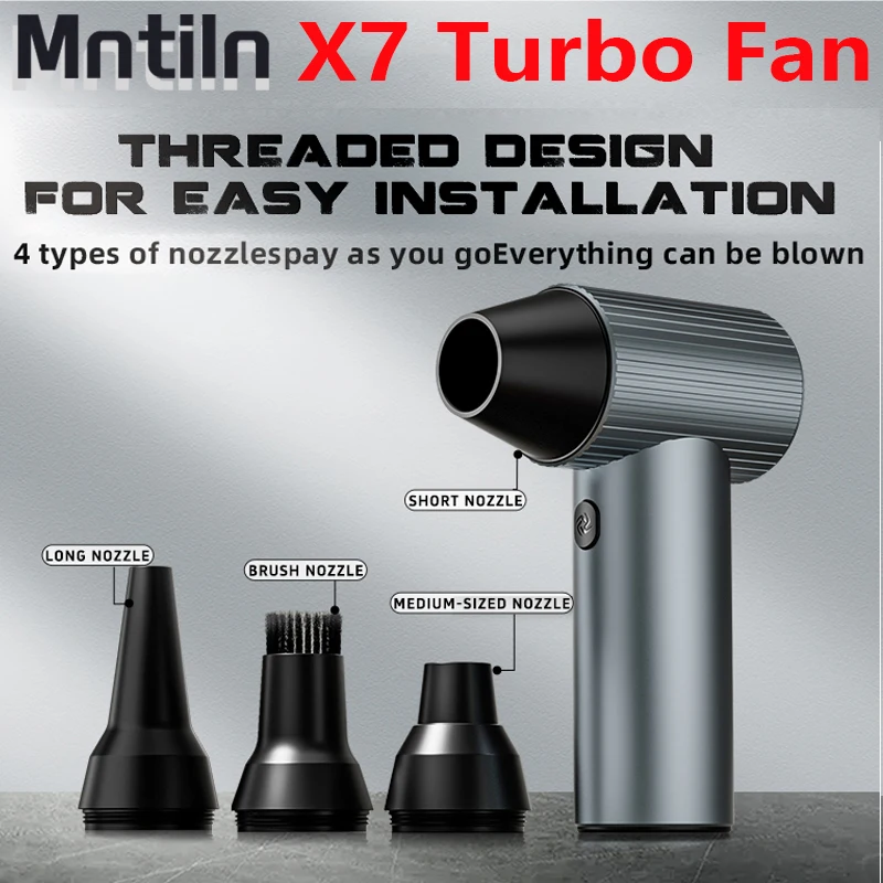 

X7 Turbo Jet Fan 40mm Brushless Motor Violent Blower Powerful Blower Handheld Duct Violent Turbo Fan Air Blower With 3 Nozzles