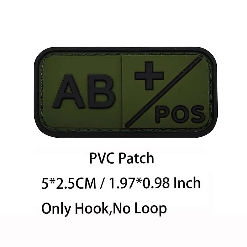 Kleiner Aufnäher mit Haken, PVC-Blutgruppe A B AB O POS NEG-Emblemen, Patches militärische taktische Abzeichen am Rucksack, Outdoor-Ausrüstung