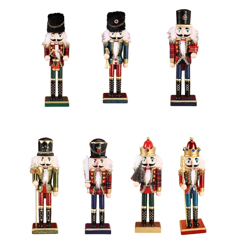 Bunte hölzerne Nussknacker-Soldatenfigur für saisonale Heimdekoration 3XUF – Detail 1