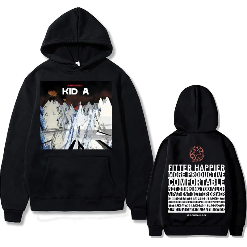 

Radiohead Kid A Album Double Sided Print Hoodie British Rock Band Music Streetwear Men Women Vintage Sweatshirts Men's Hoodies