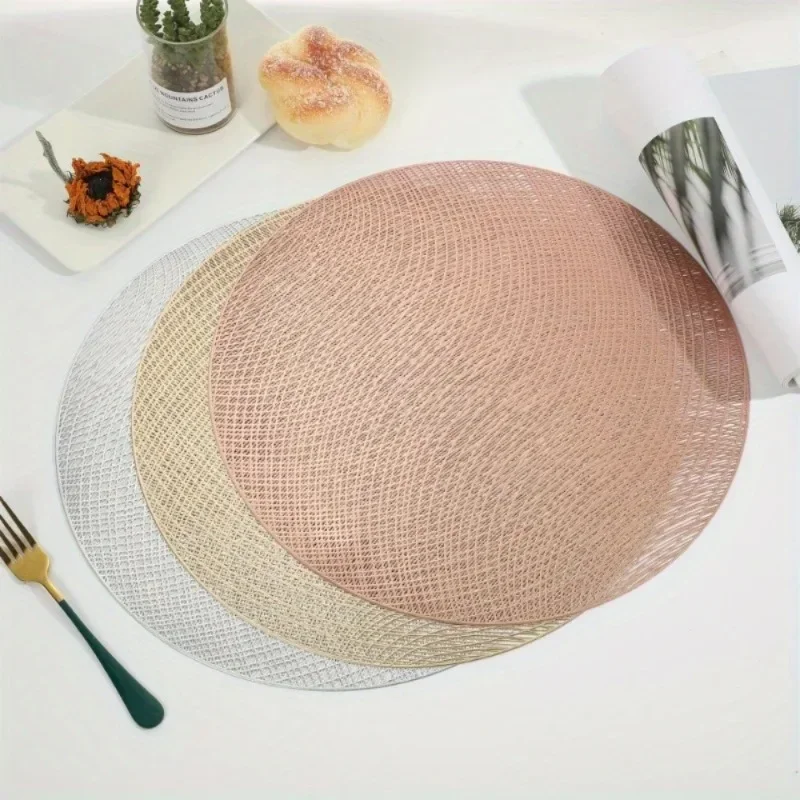 2Pcs Round Placemat Kitchen Dining Table Mats Steak Pad Anti-scalding Insulation Pads Restaurant Home Decoration