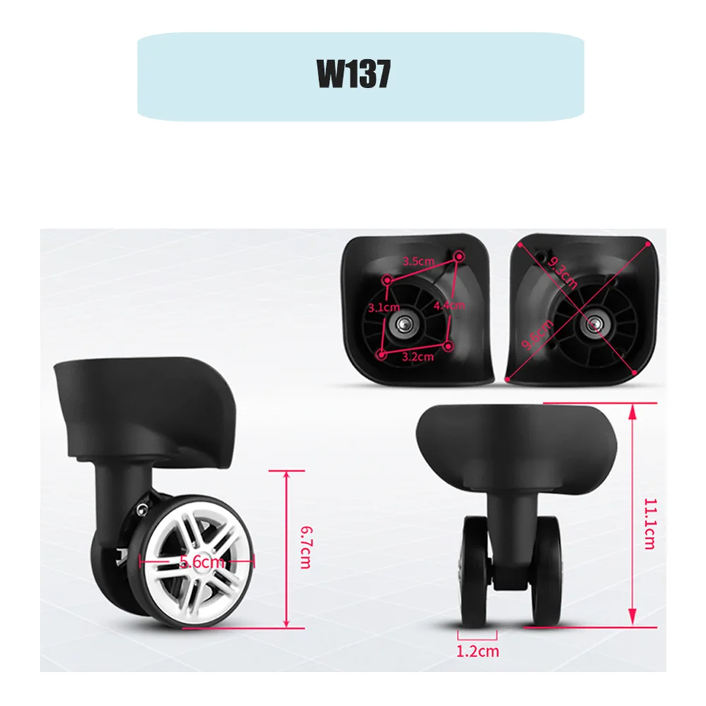 Business Travel Heavy Load Silent Luggage Spinner Wheel Replacement Durable Extra Wear Resistant Suitcase Casters 360° Shock