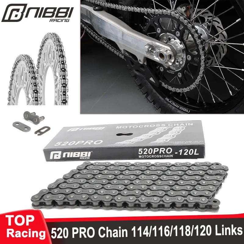 

NIBBI Motorcycle 520F19 Chain 114 116 118 120 Links Drive Chain For 300cc-600cc Engine Yamaha KTM Motocross ATV Pit Dirt Bike