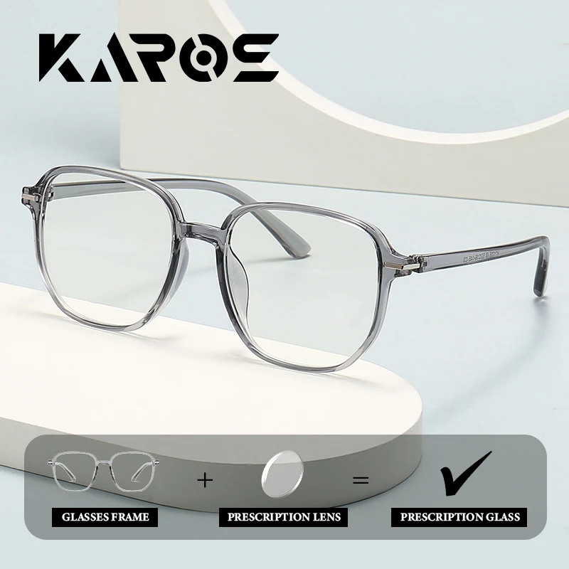 

KAROS Retro Round Prescription Eyeglasses Large Frame Women Men Anti-Blue Light Photochromic Customizable Progressive