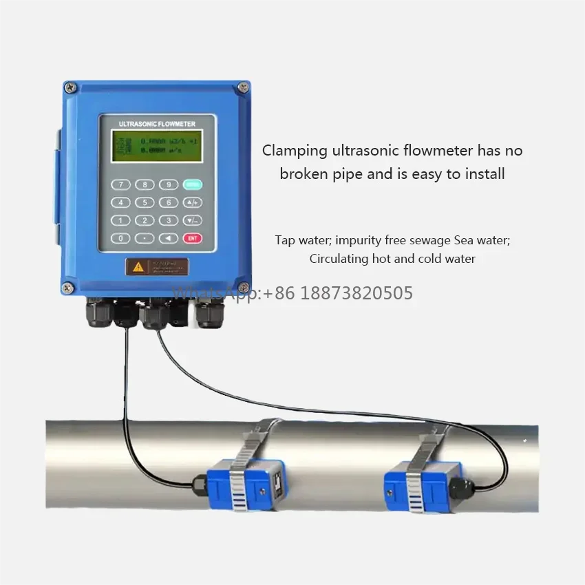 Customizable Wall Mounted Lcd Digital Display Battery Power Supply Flowmeter Tuf-2000b Ultrasonic Water Flowmeter