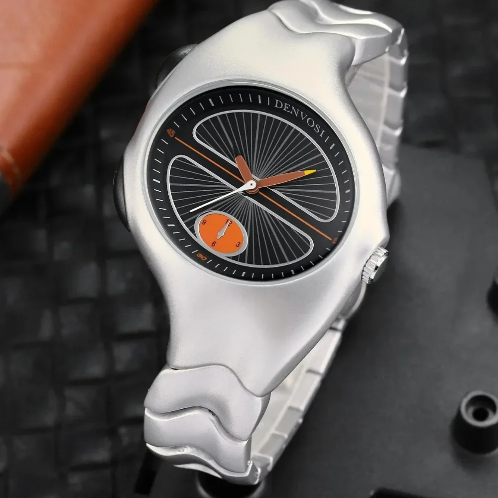 Alien Retro Unique Y2k Decorative Dial Quartz Watch Men Colored Dial Fashion Twisted Case Oval Ellipse Special Steel Watch Clock